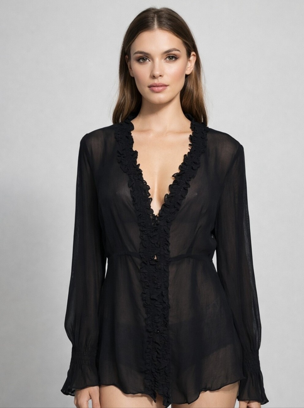 Ralph Lauren Rayon Long Sleeve Blouse Large
